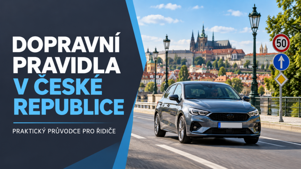 Řidič se zapnutým bezpečnostním pásem projíždí Prahou kolem značky 50 km/h