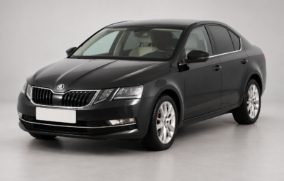 Černá Škoda Octavia – pohled zepředu