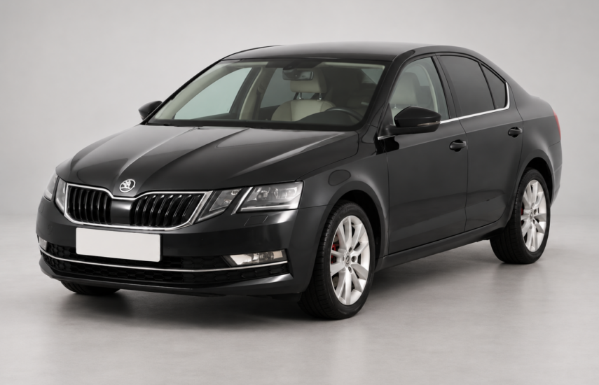 Černá Škoda Octavia – pohled zepředu