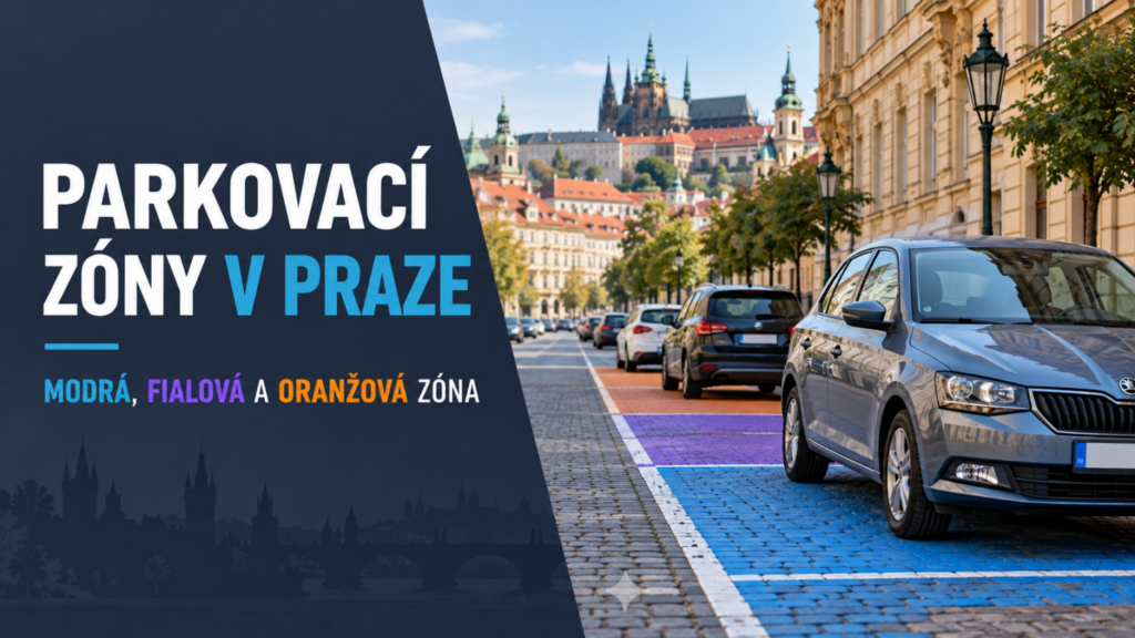 Modrá, fialová a oranžová parkovací zóna v Praze