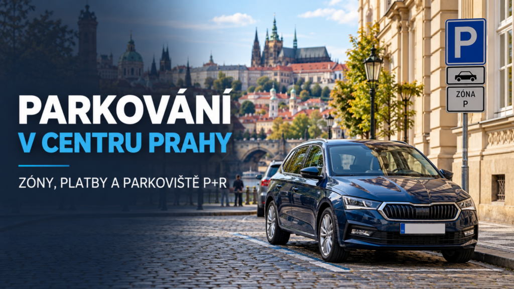 Zaparkované auto v centru Prahy u značení parkovací zóny