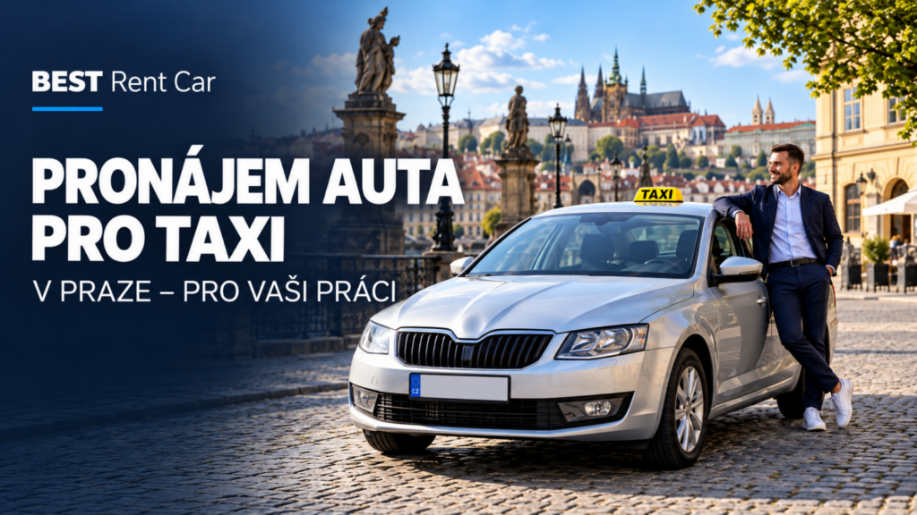 Pronájem auta pro taxi v Praze – vůz s řidičem na pozadí Pražského hradu